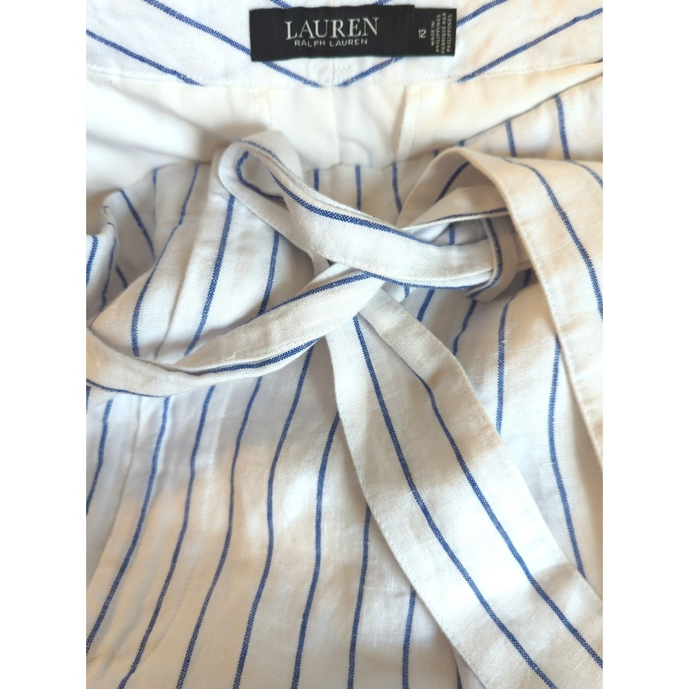 Lauren Ralph Lauren Linen Pants Women 12 Black Label Fully Lined Straight Classy